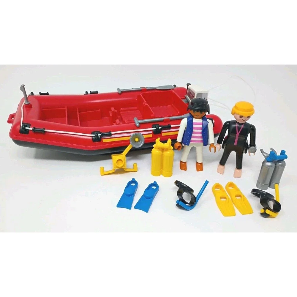 Vintage Playmobil 3772 Divers Raft Boat Scuba Gear 1993 Incomplete